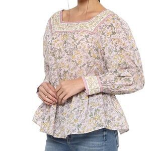 American Eagle Outfitters Floral Blouse Pink and Yellow